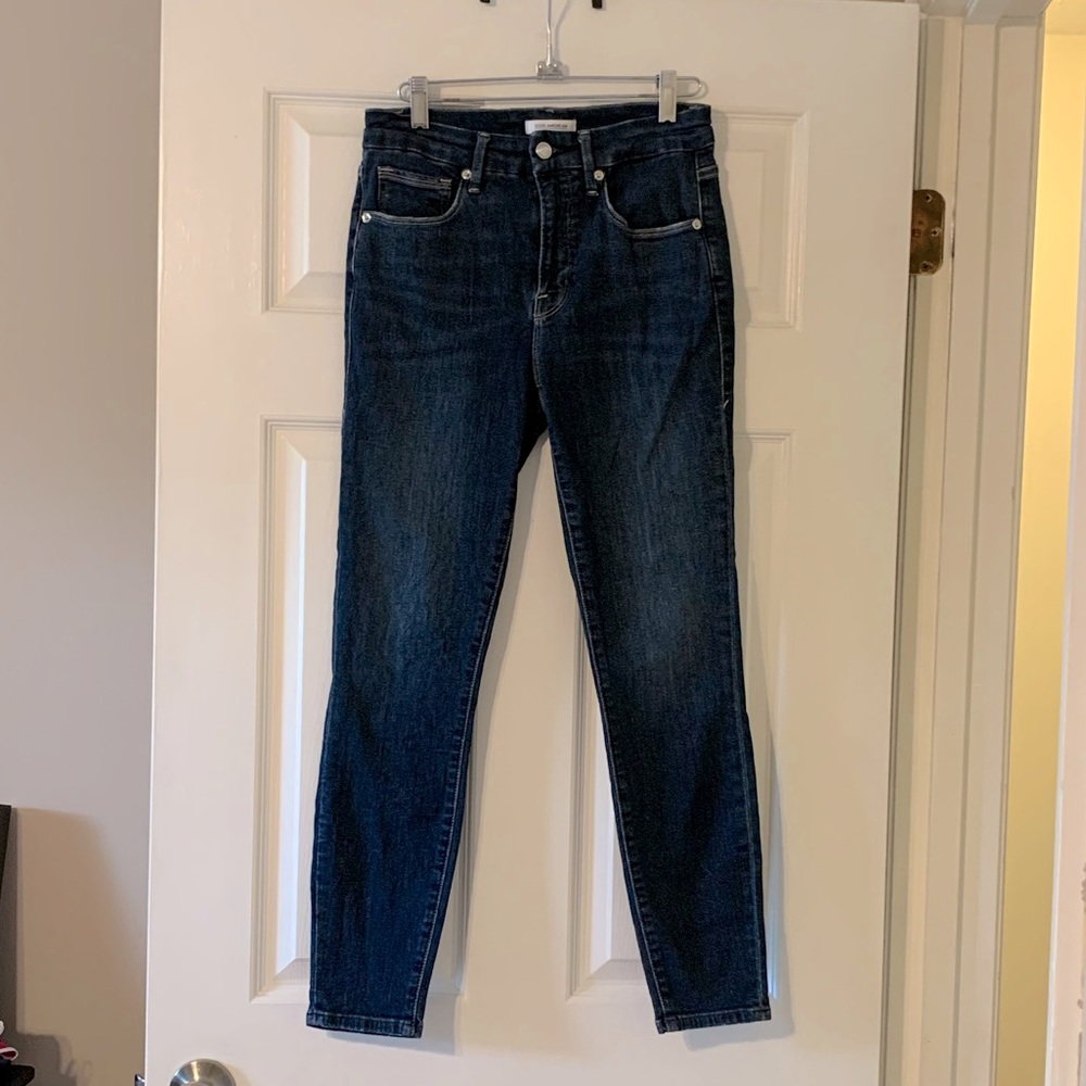 Good American GA Good Legs Crop Skinny High Rise Dark Jeans 27